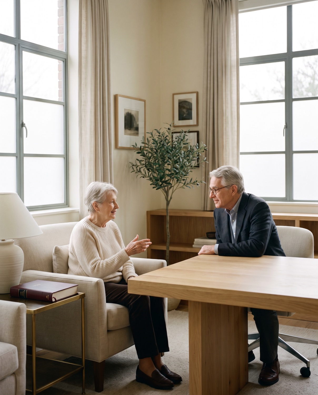 A patient and a member of the medical team in conversation at the institute