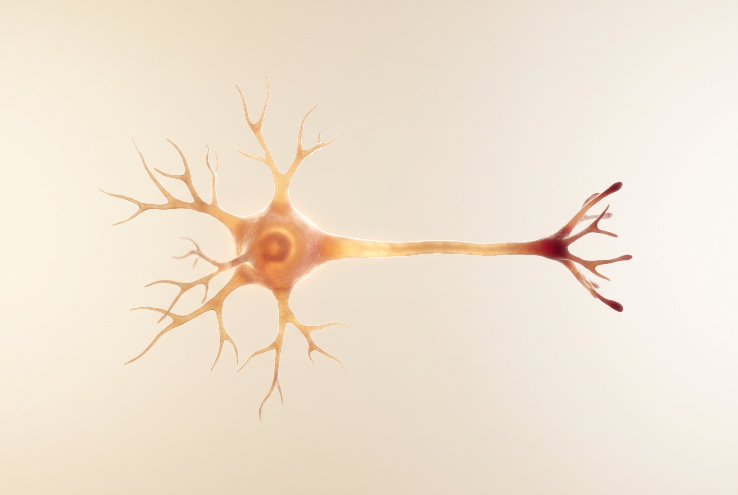 A scientific visualisation of a single developing neuron with a growth cone