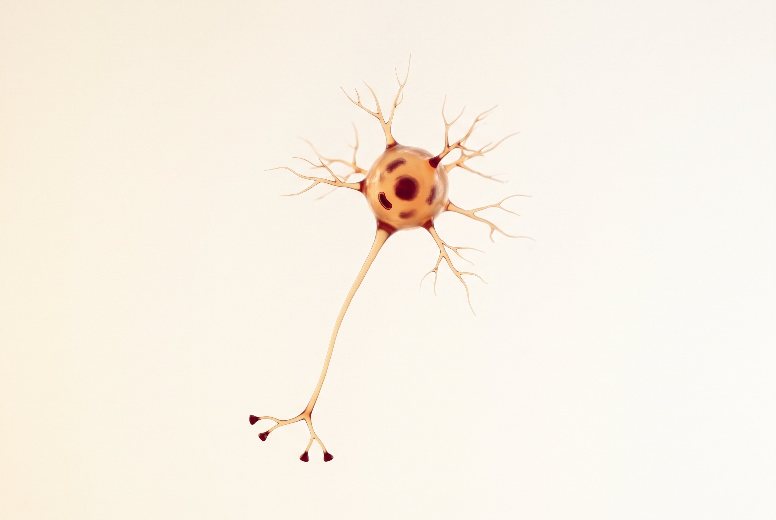 A scientific visualisation of a single young neuron