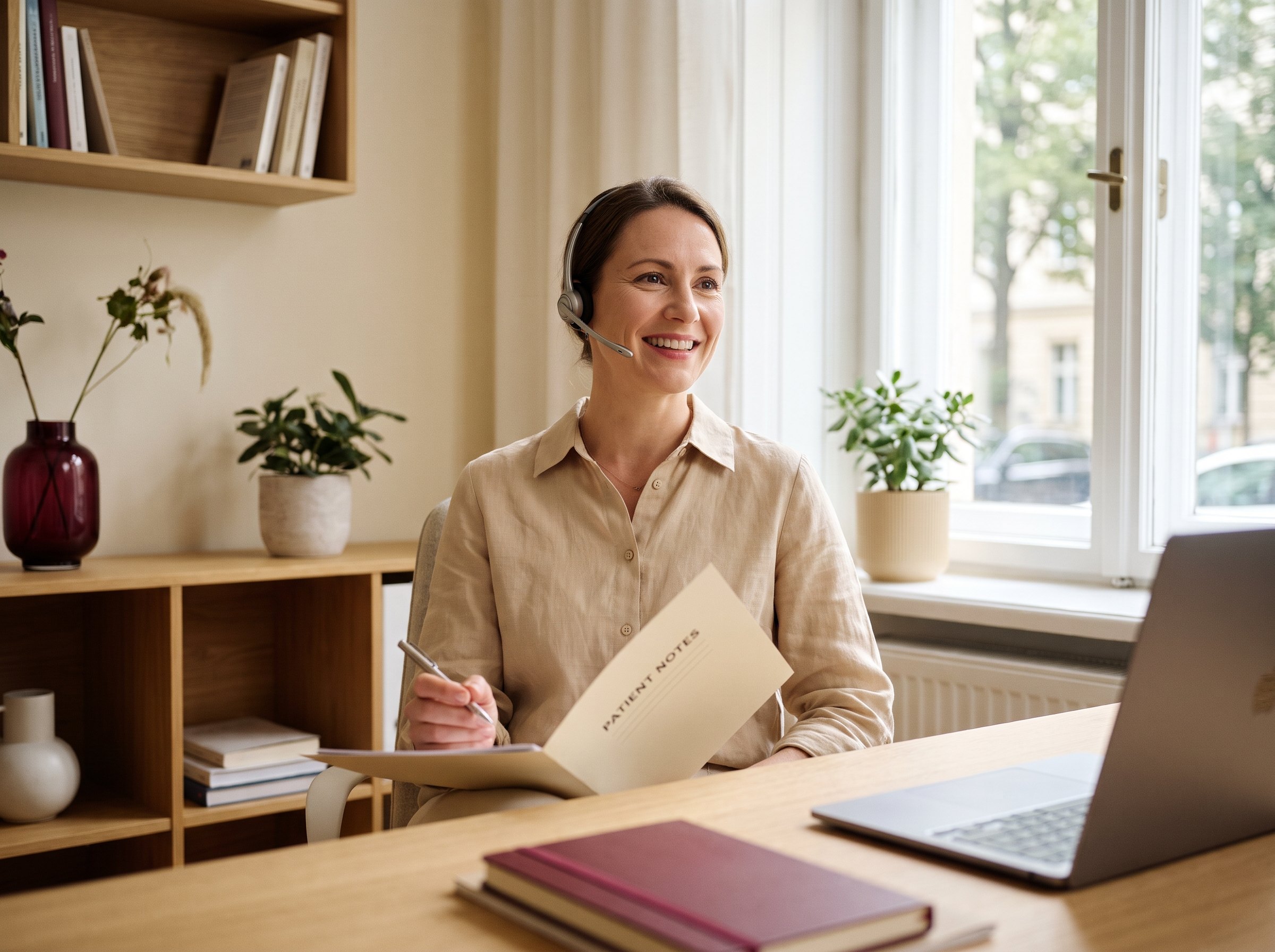 A patient coordinator at the Budapest institute, on a call with a case file