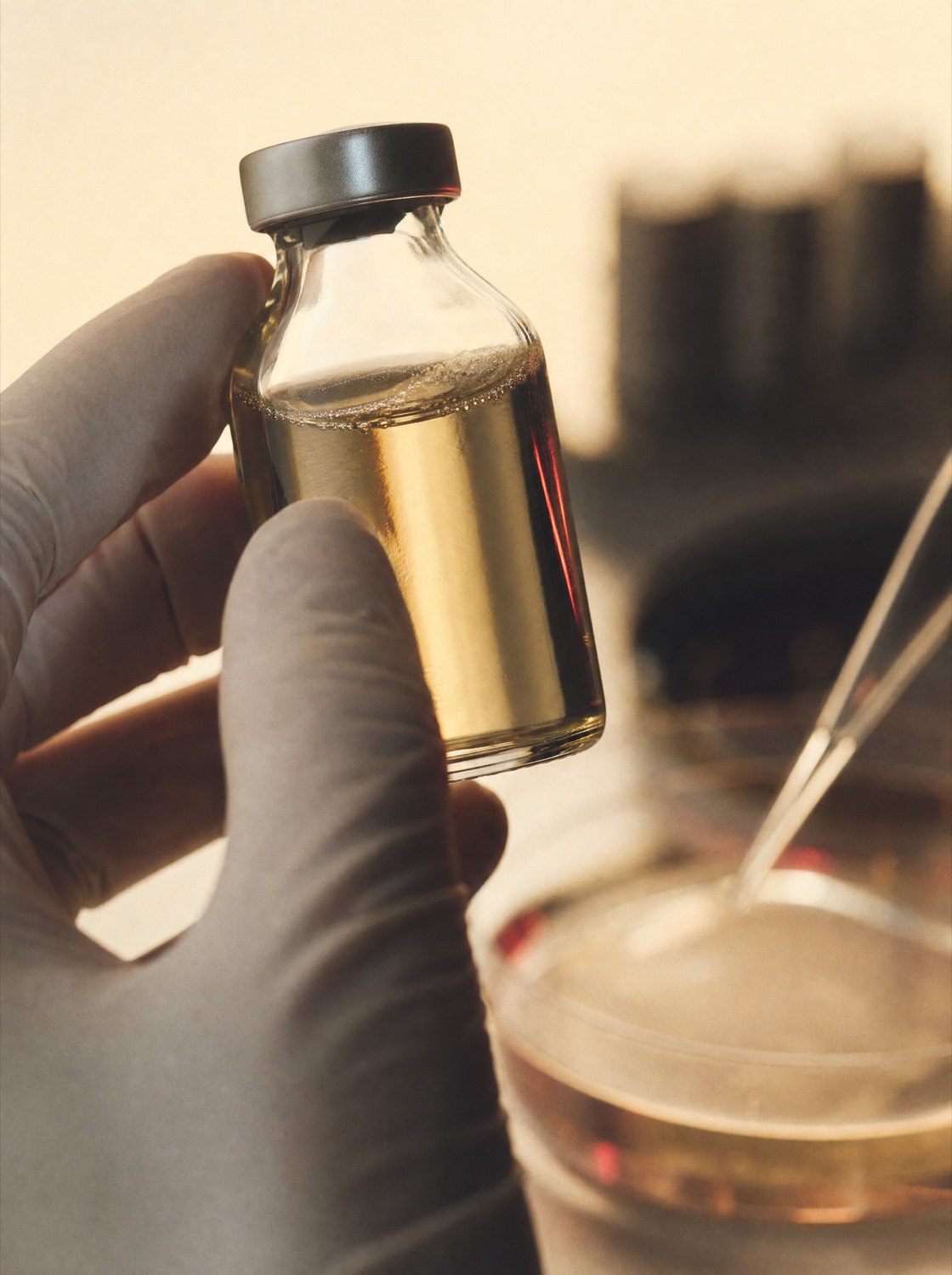 Cell-culture vials prepared in the institute's laboratory